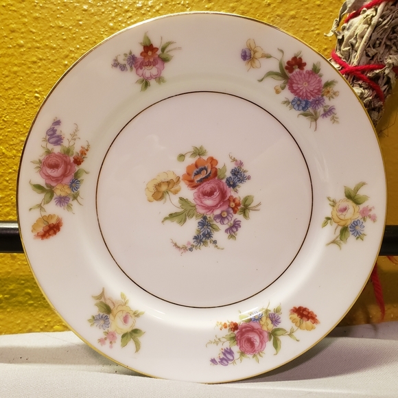 1 Vtg 1933 Bread/Butter Plate Phyliss By Noritake Roses Flowers Porcelain Gold - Picture 2 of 5